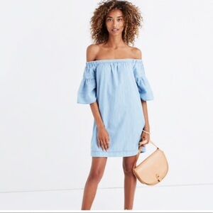 Madewell Light Blue Off-Shoulder Dress